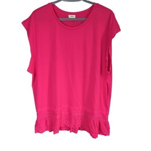 Anthropologie TINY Janice Ruffled Tank In Pink Oversized Size XL